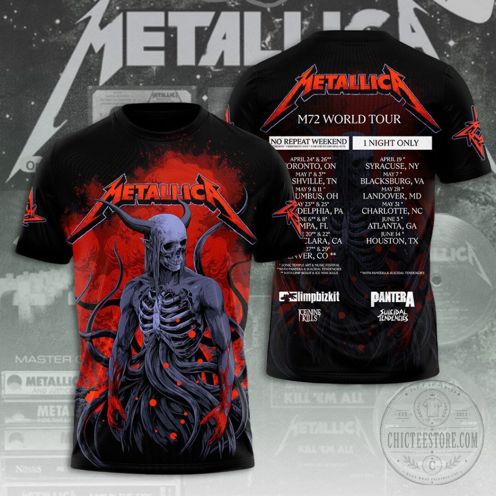 Metallica M72 World Tour Skull Demon All Over Print T-Shirt 42 Metallica M72 World Tour Skull Demon All Over Print T-Shirt