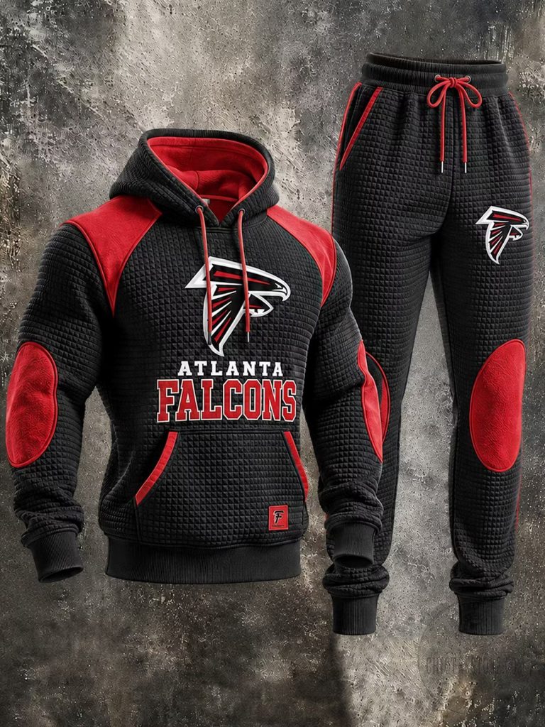 Atlanta Falcons NFL Football Team Logo Black and Red Hoodie and Pants Set 1 Atlanta Falcons NFL Football Team Logo Black and Red Hoodie and Pants Set