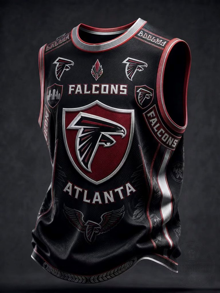 Atlanta Falcons NFL Football Team Black and Red Sleeveless Jersey 55 Atlanta Falcons NFL Football Team Black and Red Sleeveless Jersey