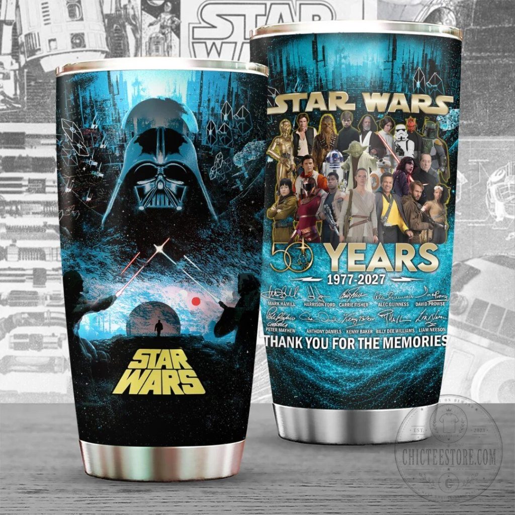 Star Wars 50th Anniversary Darth Vader and Characters 1977-2027 Tumbler 6 Star Wars 50th Anniversary Darth Vader and Characters 1977-2027 Tumbler