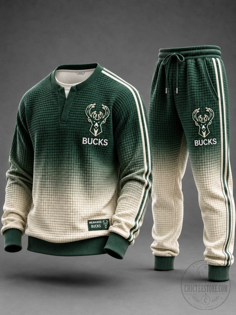 Milwaukee Bucks Quilted Ombre Crewneck Sweatshirt and Jogger Pants Set 14 Milwaukee Bucks Quilted Ombre Crewneck Sweatshirt and Jogger Pants Set