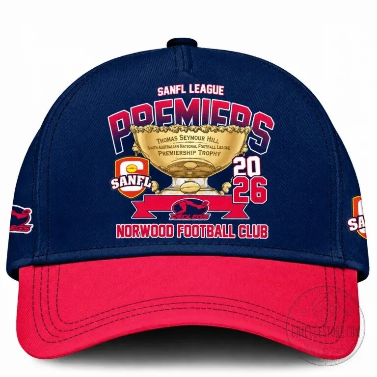 Norwood Football Club Redlegs 2026 SANFL Premiers Thomas Seymour Hill Trophy Cap 2 Norwood Football Club Redlegs 2026 SANFL Premiers Thomas Seymour Hill Trophy Cap