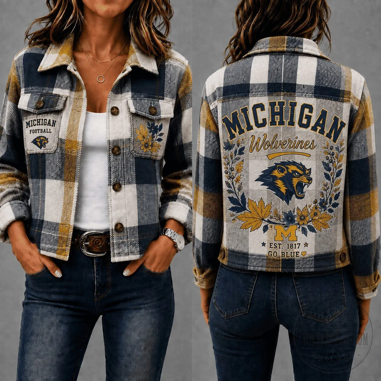 Michigan Wolverines Football Plaid Flannel Jacket