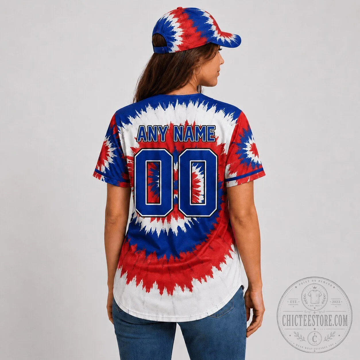 Chicago Cubs Baseball Tie-Dye Custom Name and Number Baseball Jersey