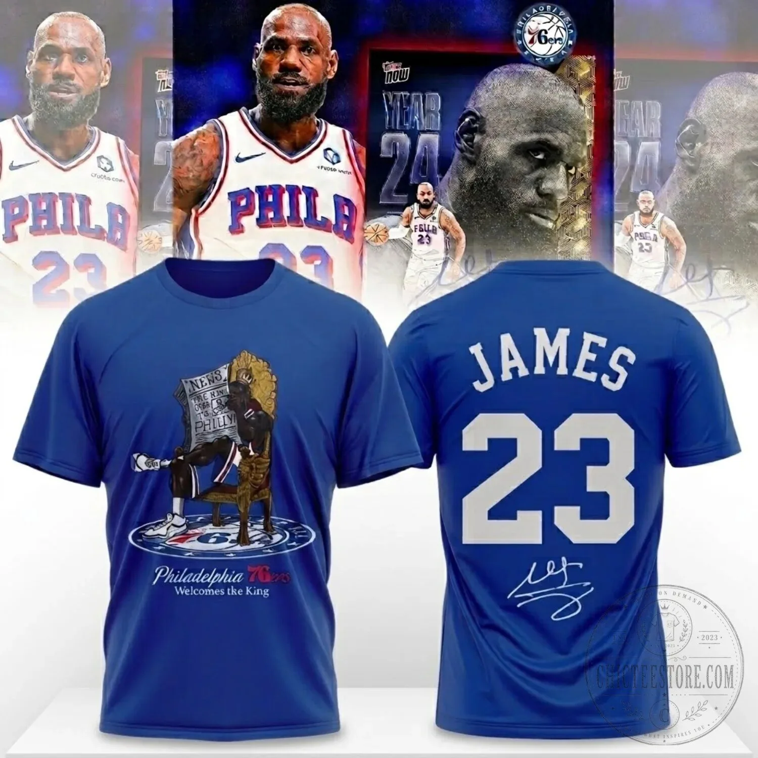 LeBron James Philadelphia 76ers Welcomes the King Fan T-Shirt
