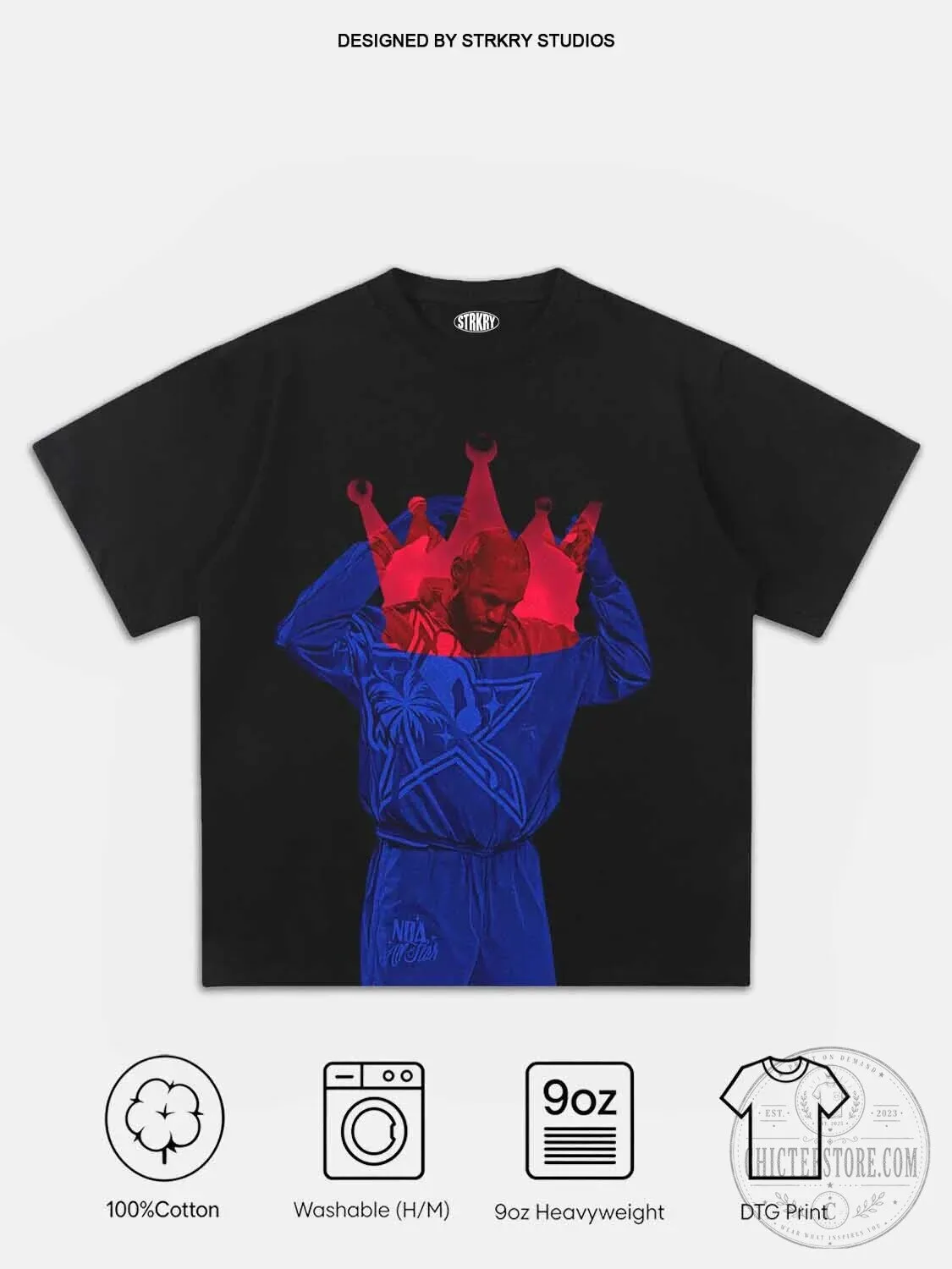 LeBron James King Crown Graphic Black Cotton T-Shirt