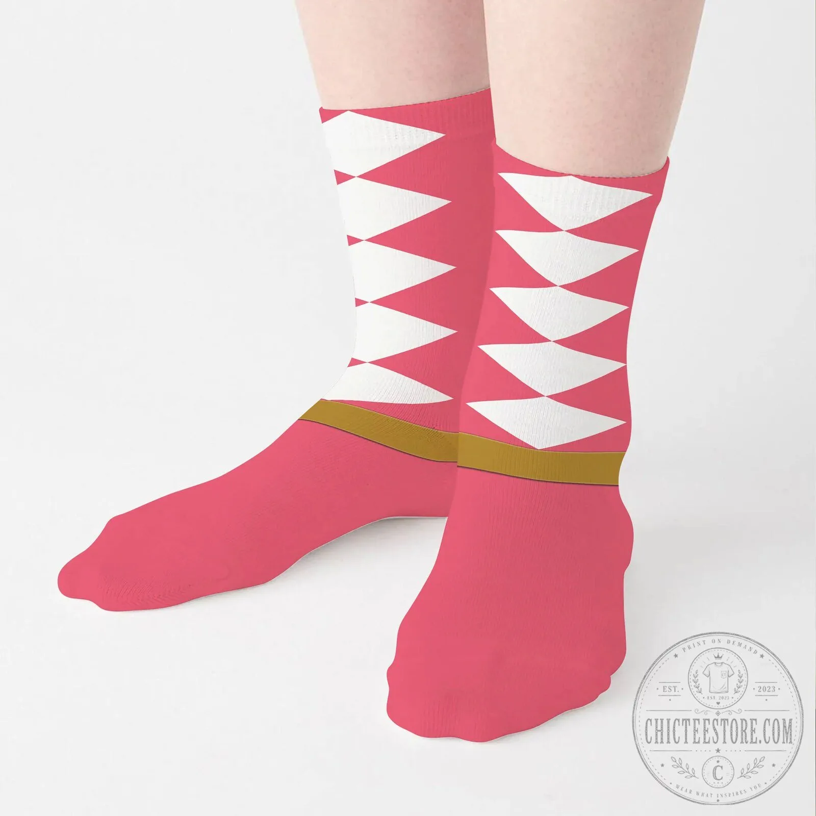 Pink Power Ranger Mighty Morphin Cosplay Costume Socks