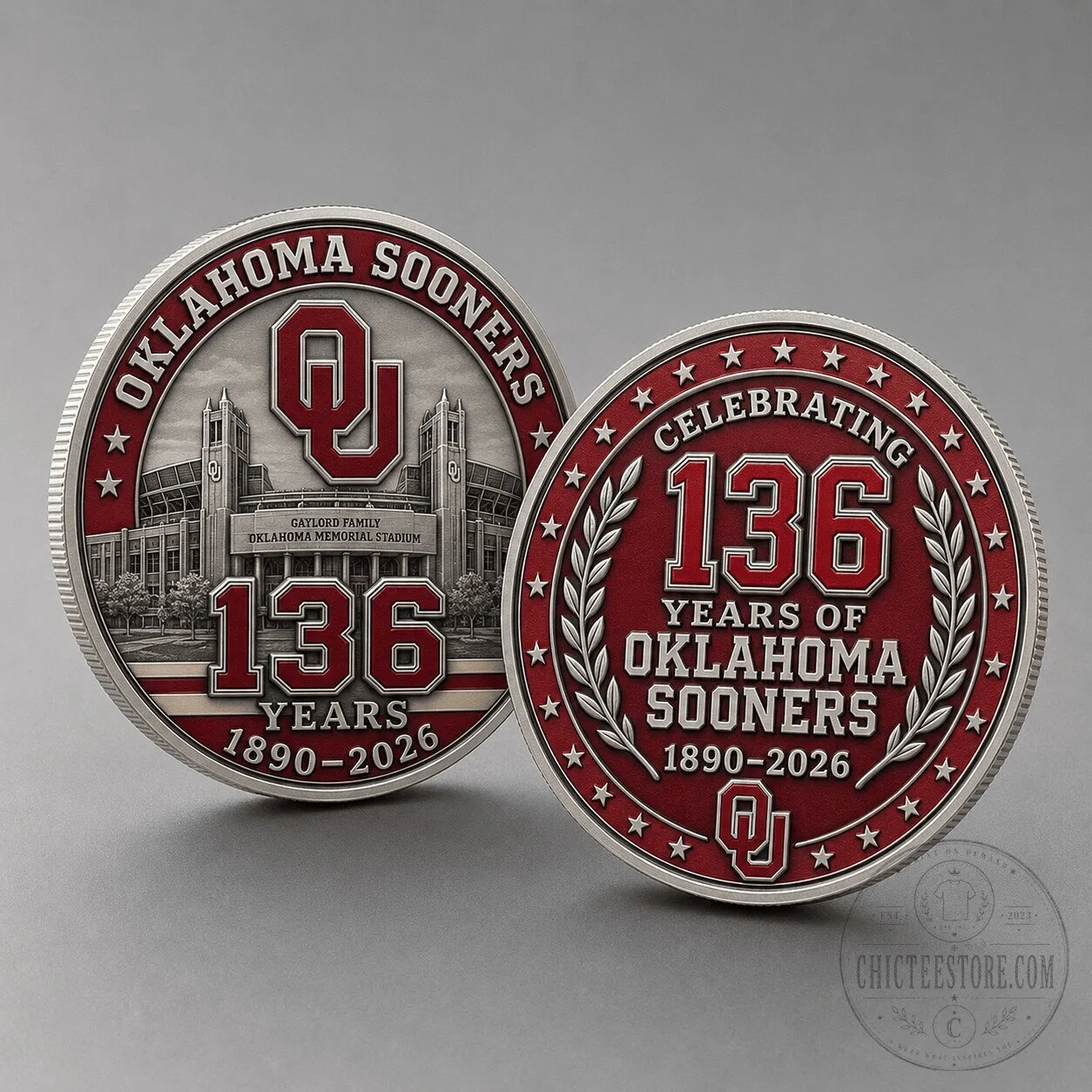 Oklahoma Sooners Football Team 136 Years Commemorative Challenge Coin