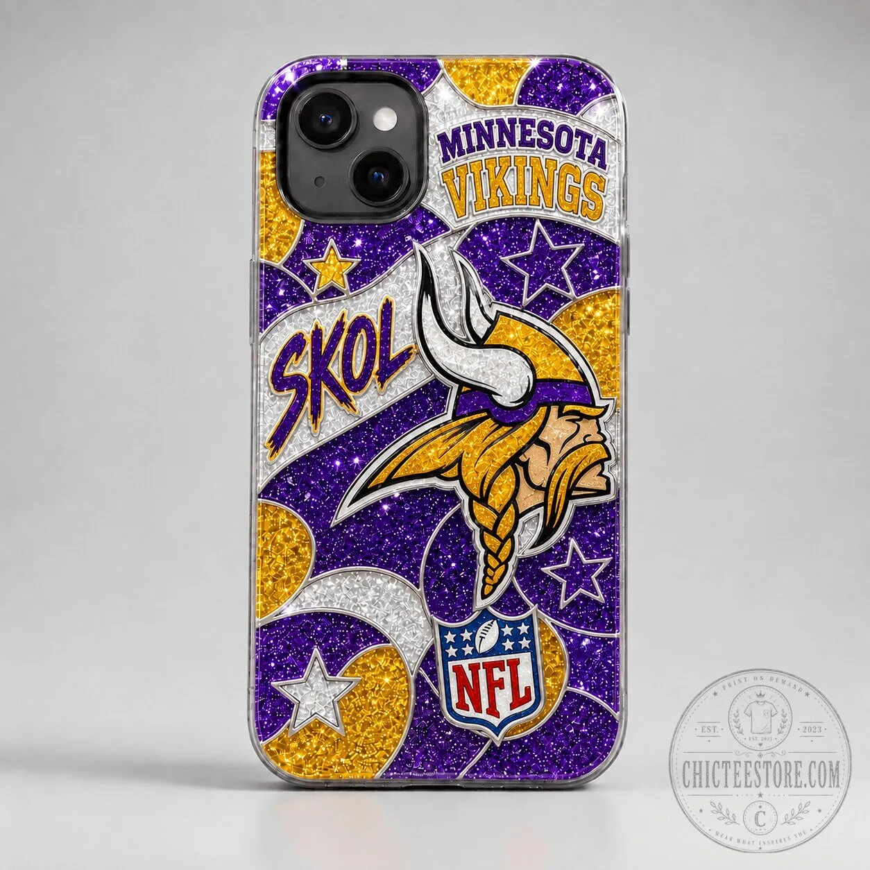 Minnesota Vikings Skol Glitter NFL Football Phone Case