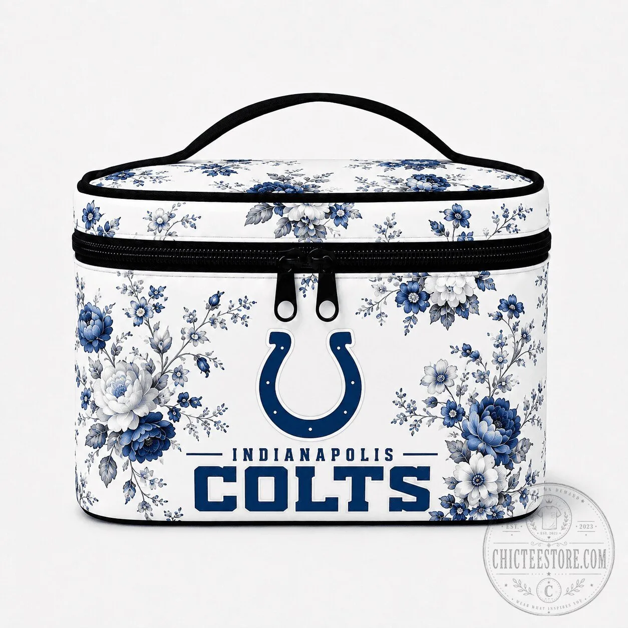 Indianapolis Colts Floral Pattern Travel Toiletry Bag