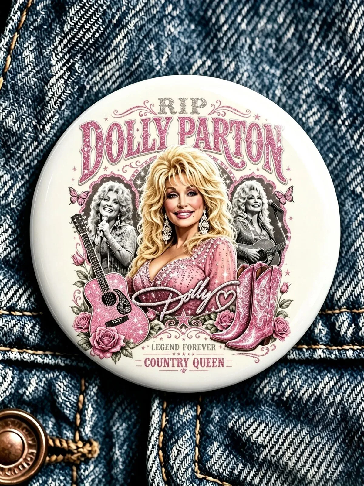 Dolly Parton Country Queen Legend Forever Pin Button Badge