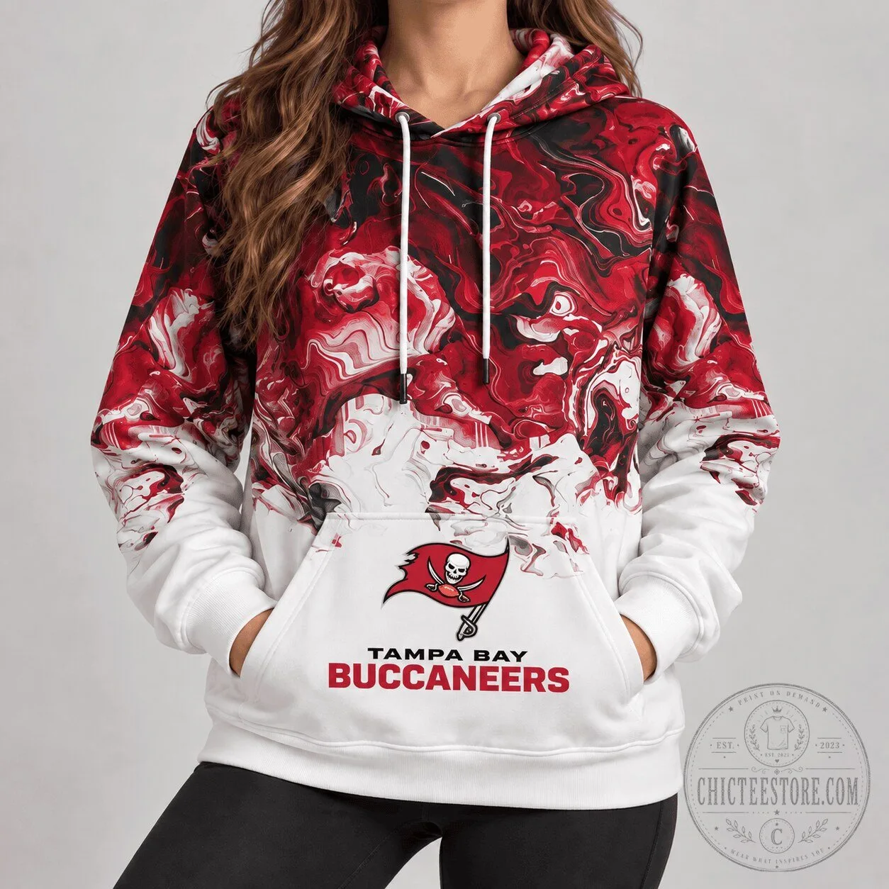 Tampa Bay Buccaneers National Football League Team Logo Red Marble Hoodie 5 Tampa Bay Buccaneers National Football League Team Logo Red Marble Hoodie