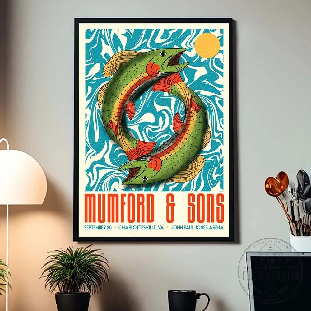 Mumford and Sons Charlottesville Virginia Concert Tour Poster Wall Art