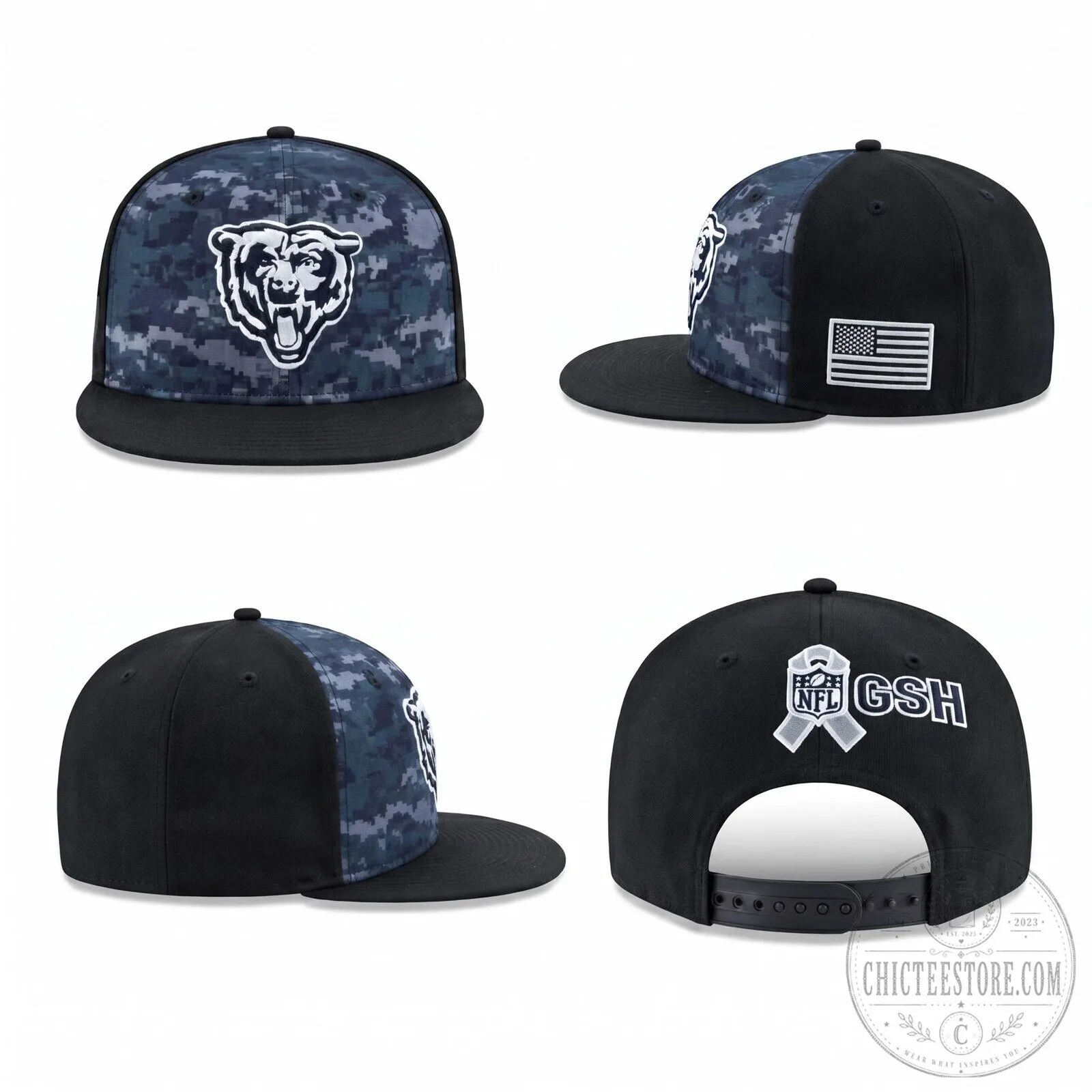 Chicago Bears Salute To Service 2026 Edition Digital Camo Snapback Cap Hat 1 Chicago Bears Salute To Service 2026 Edition Digital Camo Snapback Cap Hat