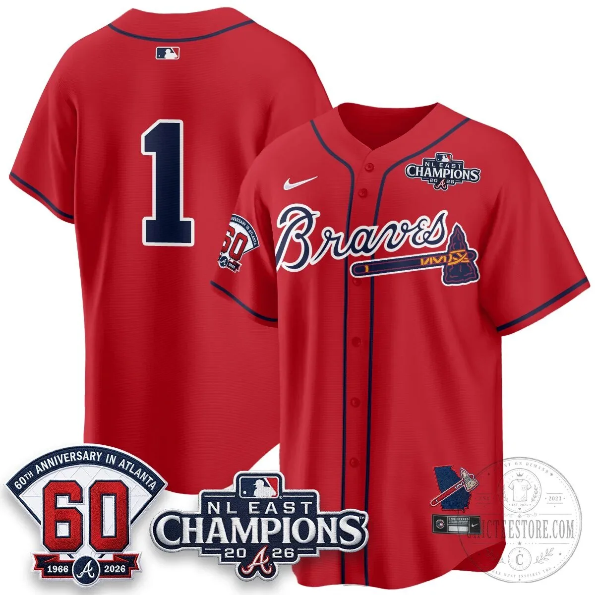 Atlanta Braves 2026 NL East Champions Jersey for Ronald Acuna Jr. 90 Atlanta Braves 2026 NL East Champions Jersey for Ronald Acuna Jr.