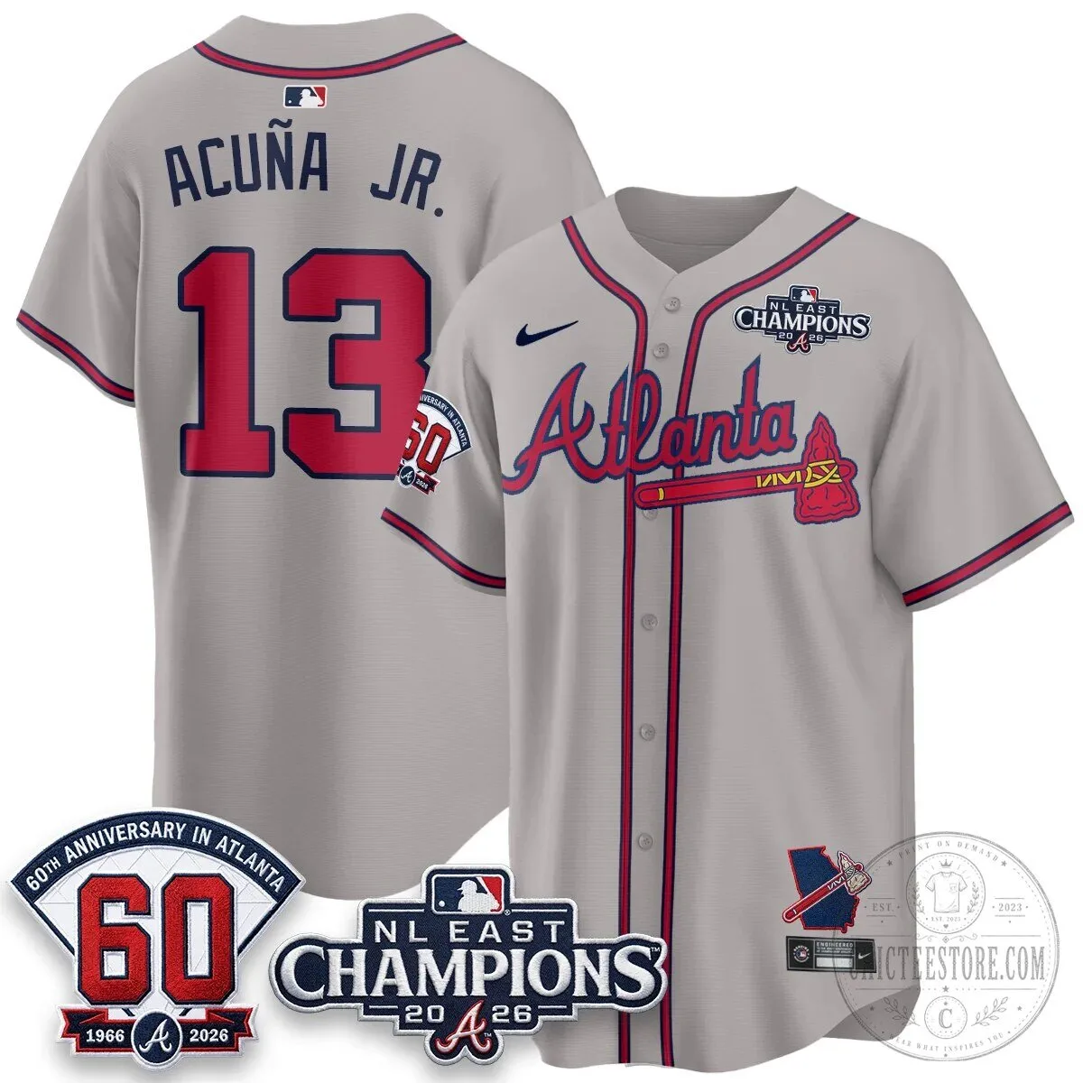 Atlanta Braves 2026 NL East Champions Jersey for Ronald Acuna Jr. 92 Atlanta Braves 2026 NL East Champions Jersey for Ronald Acuna Jr.