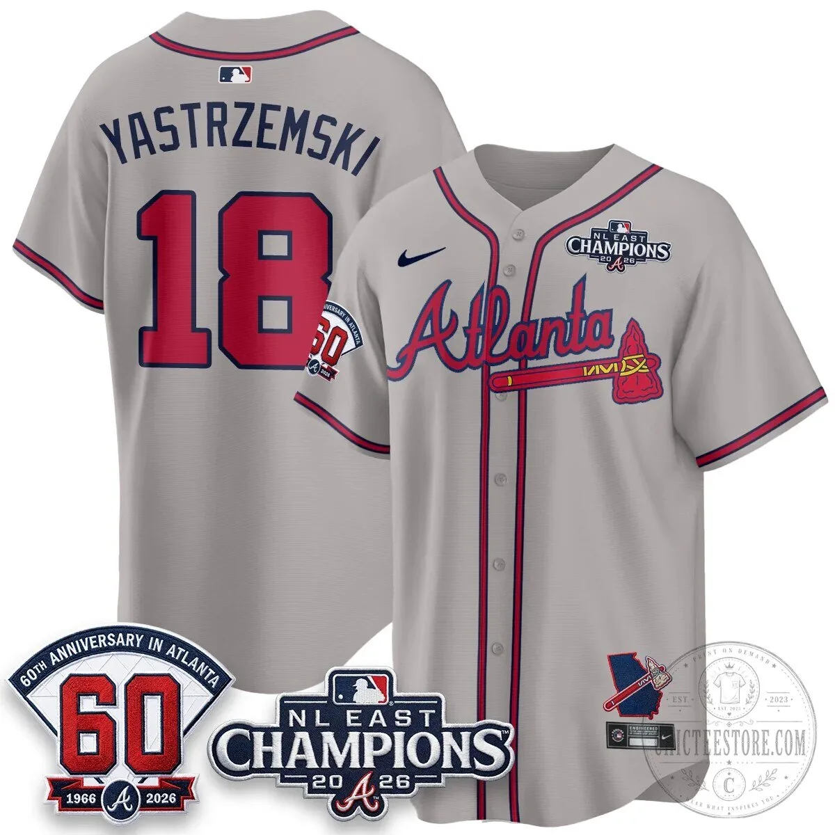 Atlanta Braves 2026 NL East Champions Jersey for Ronald Acuna Jr. 102 Atlanta Braves 2026 NL East Champions Jersey for Ronald Acuna Jr.