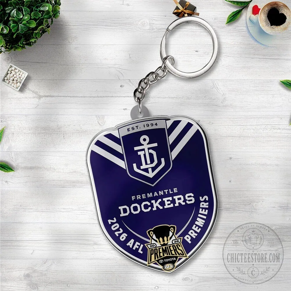 Fremantle Dockers 2026 AFL Premiers Shield Logo Keychain