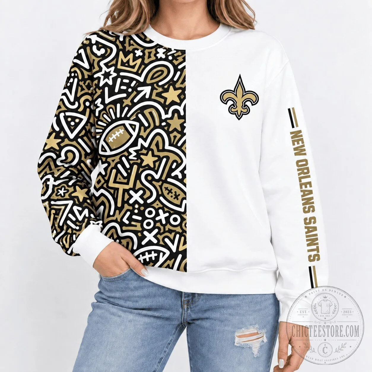 New Orleans Saints Pop Art Doodle Premium Crewneck Sweatshirt