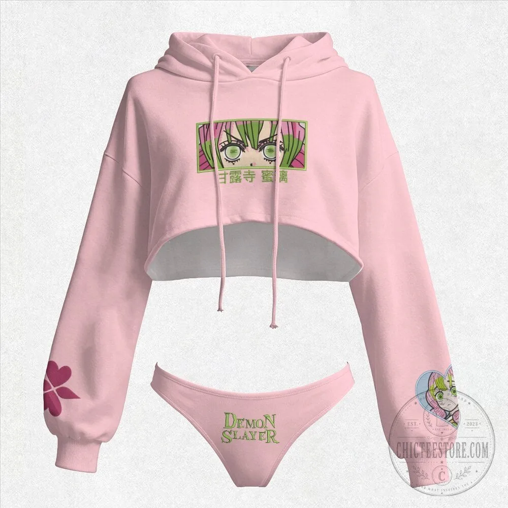 Demon Slayer Mitsuri Kanroji Anime Cropped Hoodie and Panties Set