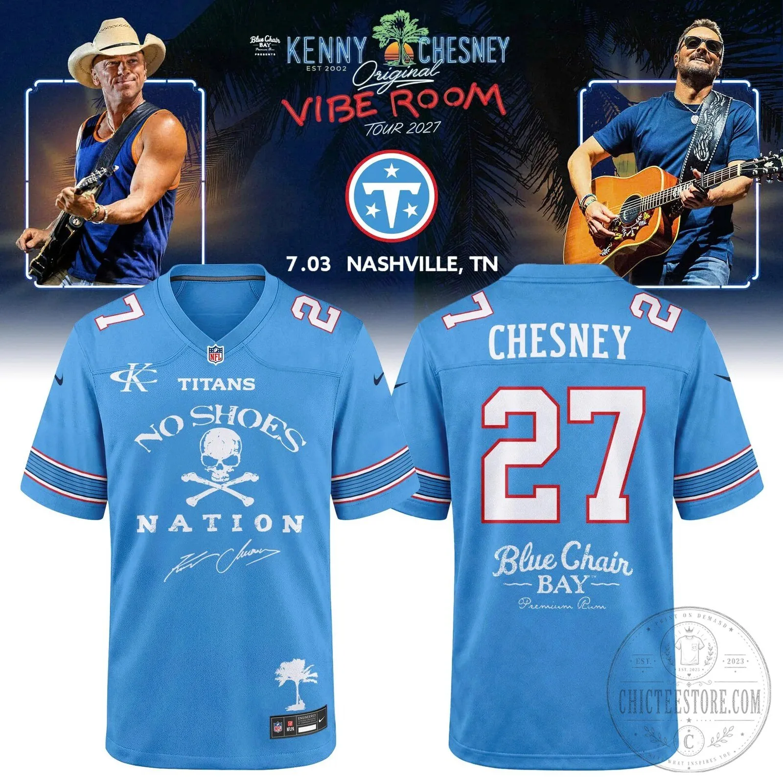 Kenny Chesney No Shoes Nation Blue Chair Bay Football Jersey