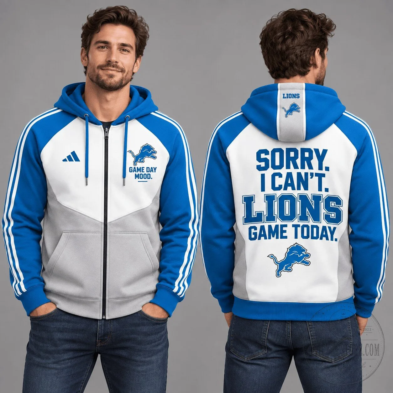 Detroit Lions Sorry I Can't Game Today Full-Zip Hoodie