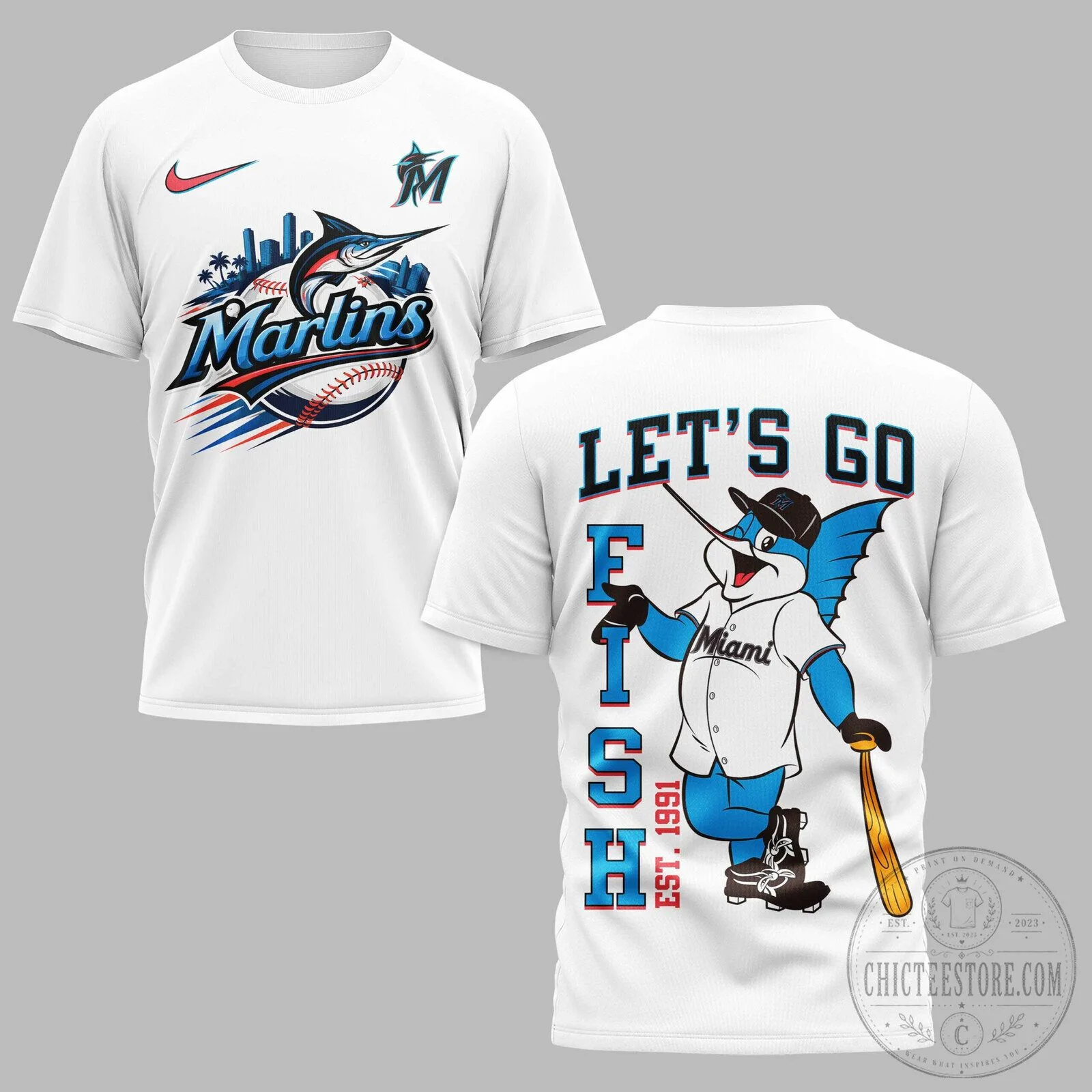 Miami Marlins Baseball Mascot Rally Graphic T-Shirt