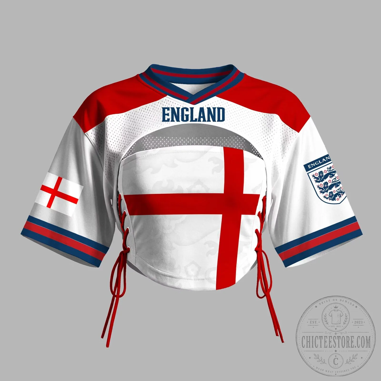England National Football Team Women's White Cropped Jersey Top
