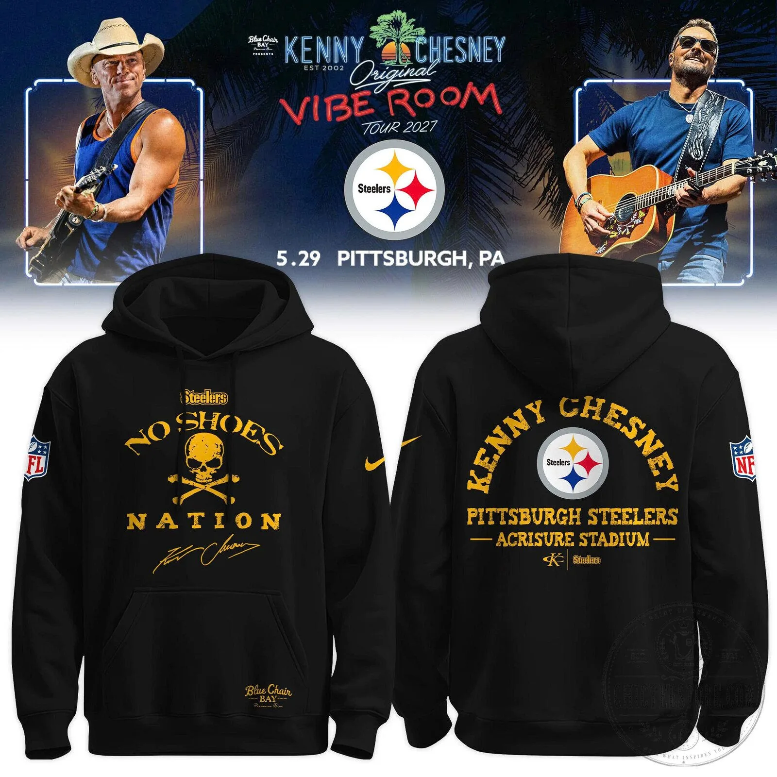 Kenny Chesney No Shoes Nation Pittsburgh Steelers Acrisure Stadium Hoodie