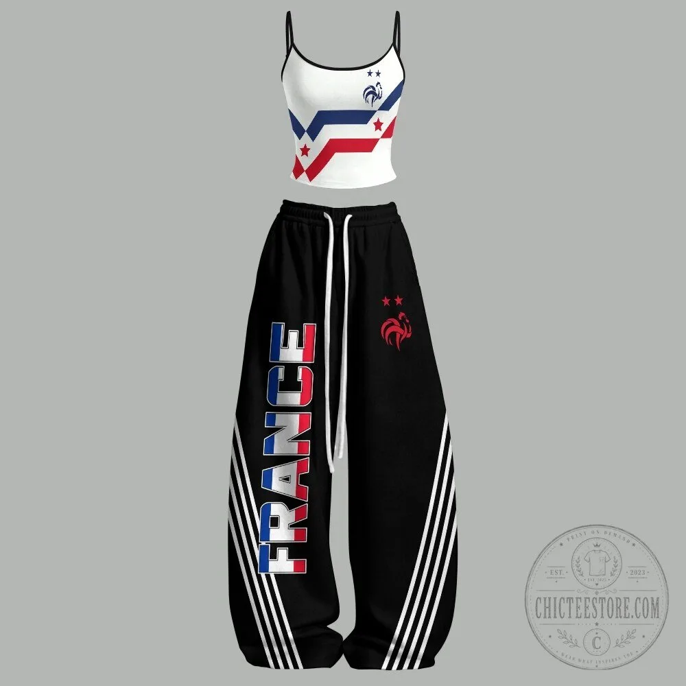 France National Football Team Women's Tank Top and Pants Two-Piece Set