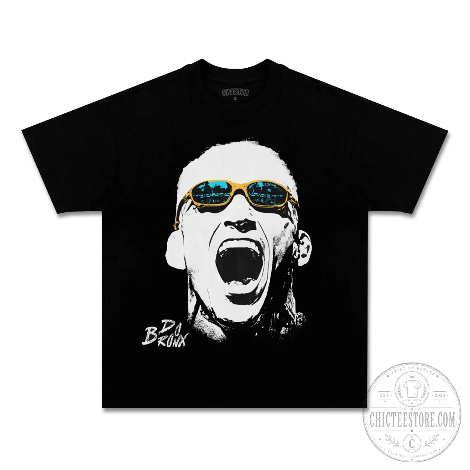 Charles Oliveira Do Bronx UFC Fighter Black and White Portrait T-Shirt
