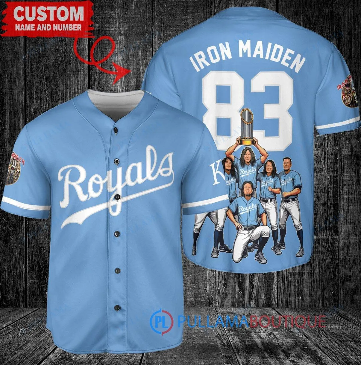 Kansas City Royals Baseball Iron Maiden World Series Trophy Custom Baseball Jersey