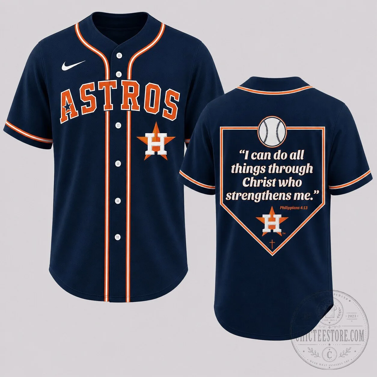 Houston Astros Baseball Philippians 4:13 Faith Jersey