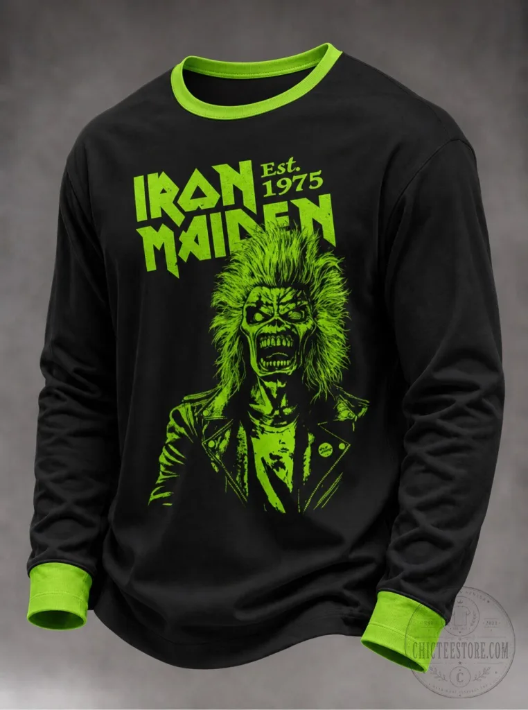 Iron Maiden Eddie The Trooper Neon Green Long-Sleeve T-Shirt 9 Iron Maiden Eddie The Trooper Neon Green Long-Sleeve T-Shirt