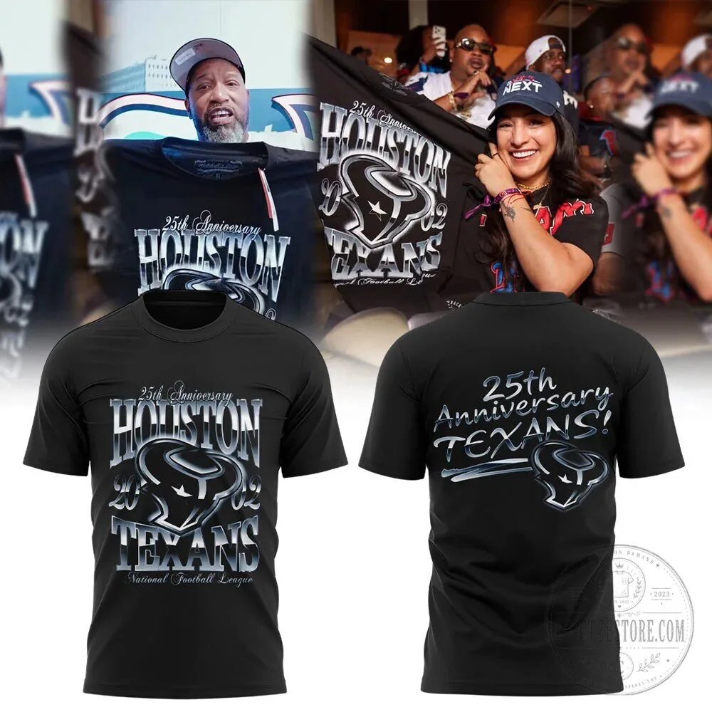 Houston Texans 25th Anniversary National Football League Black T-Shirt