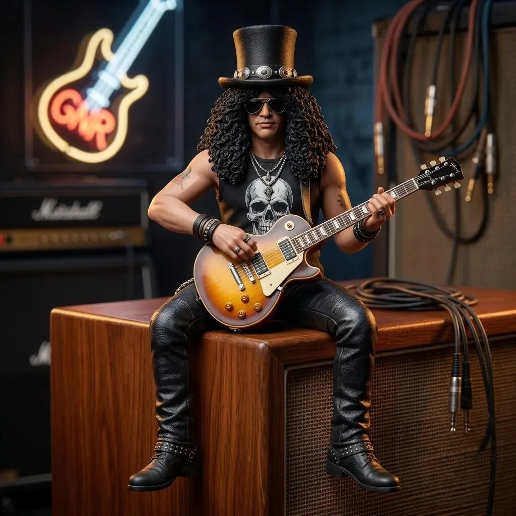 Guns N' Roses Slash Ledge-Sitter Rock and Roll Guitarist Figurine