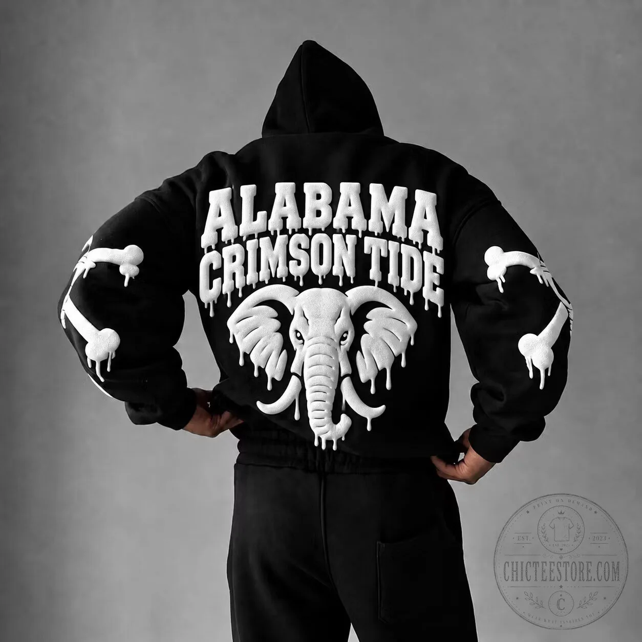 Alabama Crimson Tide Elephant Mascot Football Fan Black Hoodie