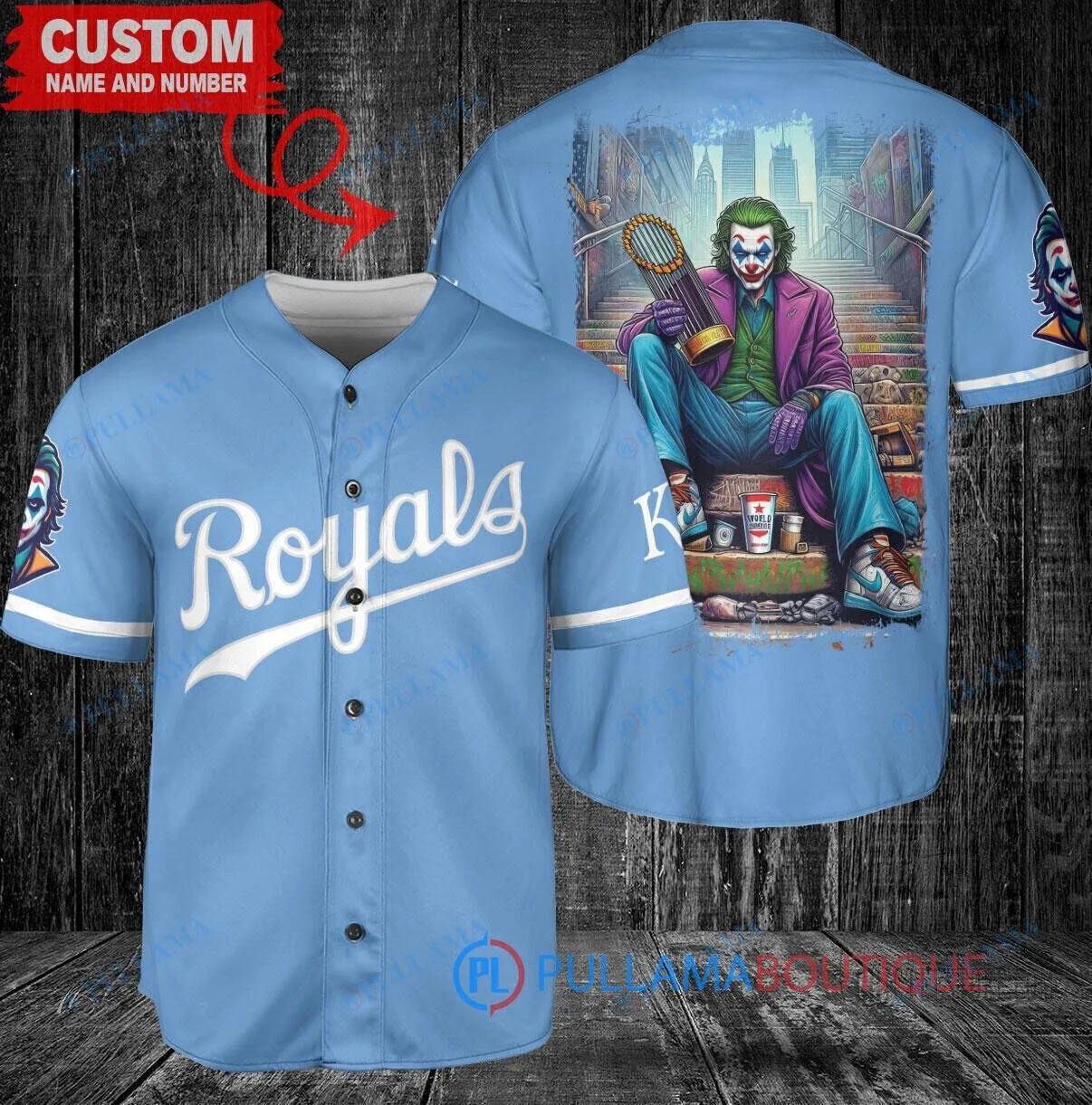 Kansas City Royals Baseball Joker Folie à Deux DC Comics World Series Jersey