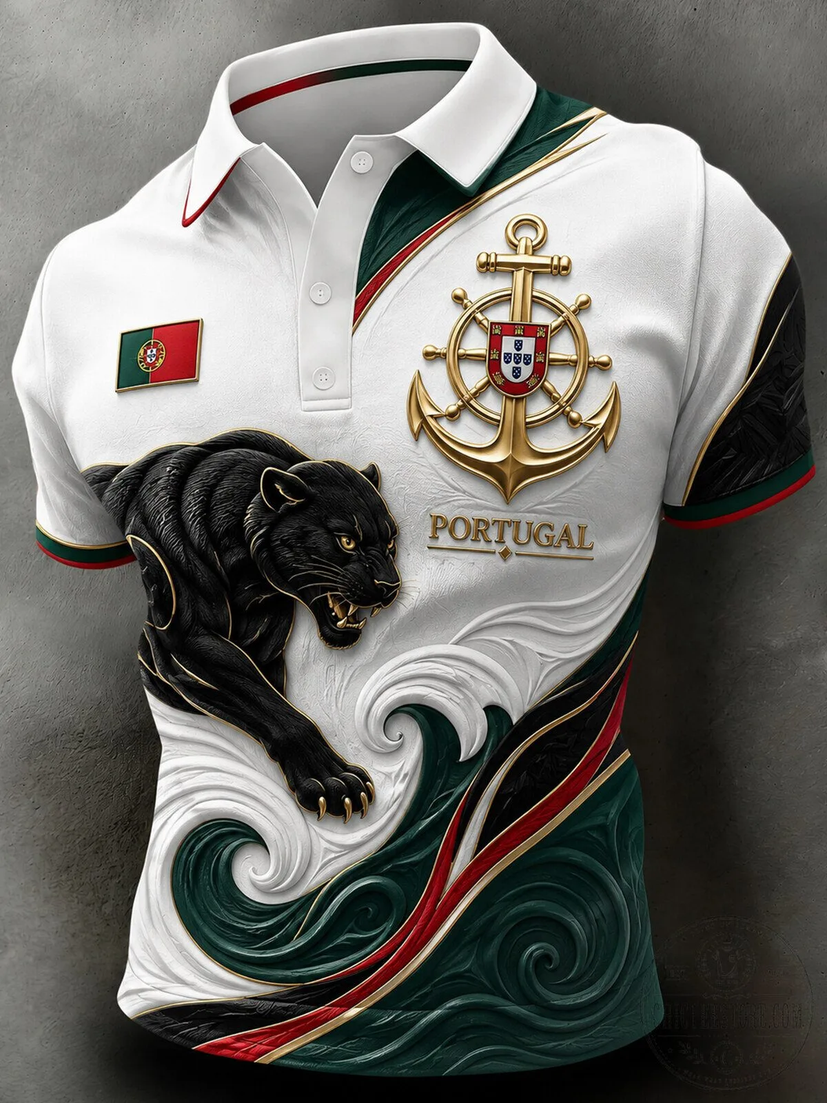 Portugal Football Club Match Cheering Panther Anchor Design Polo Shirt