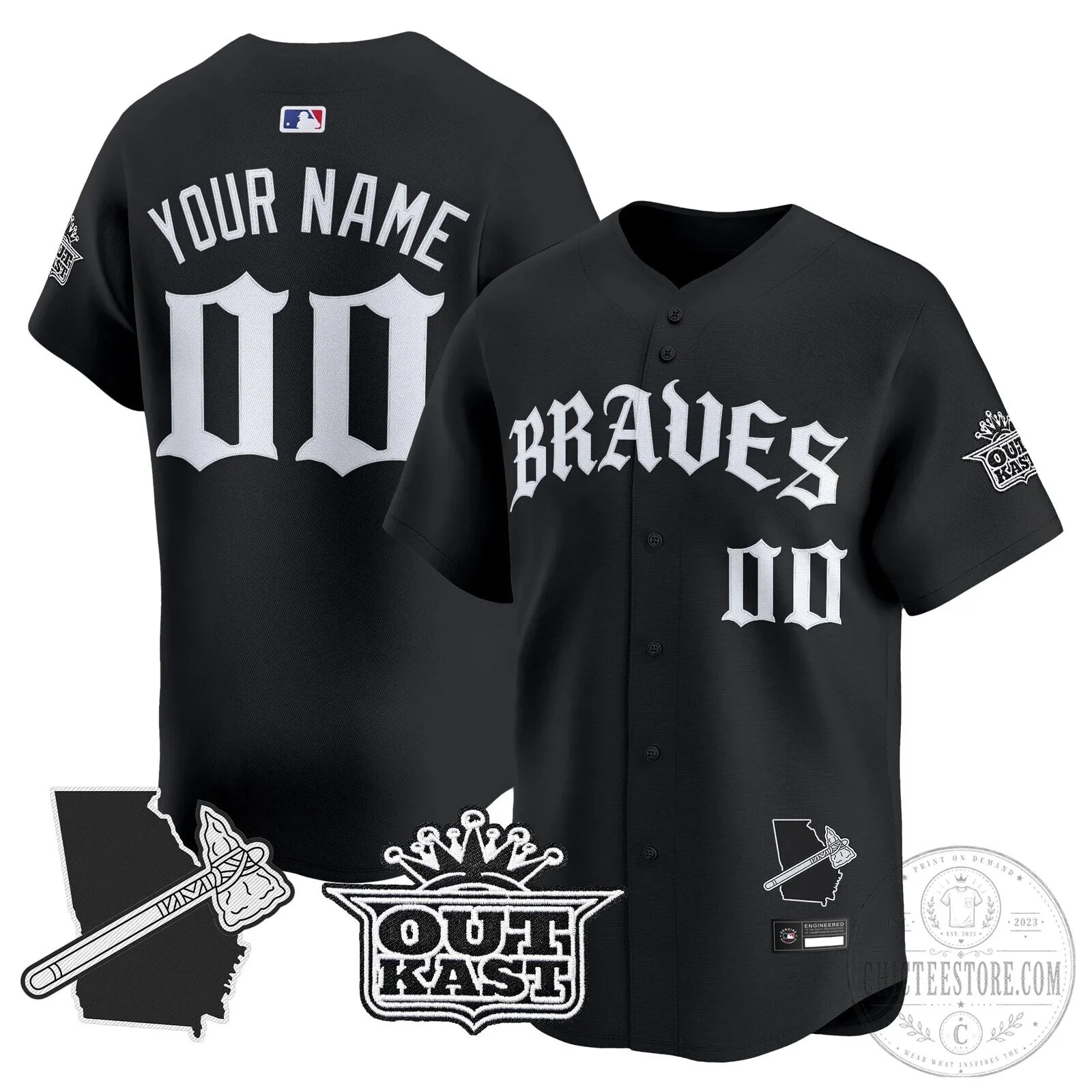 Atlanta Braves Old English Edition Baseball Jersey