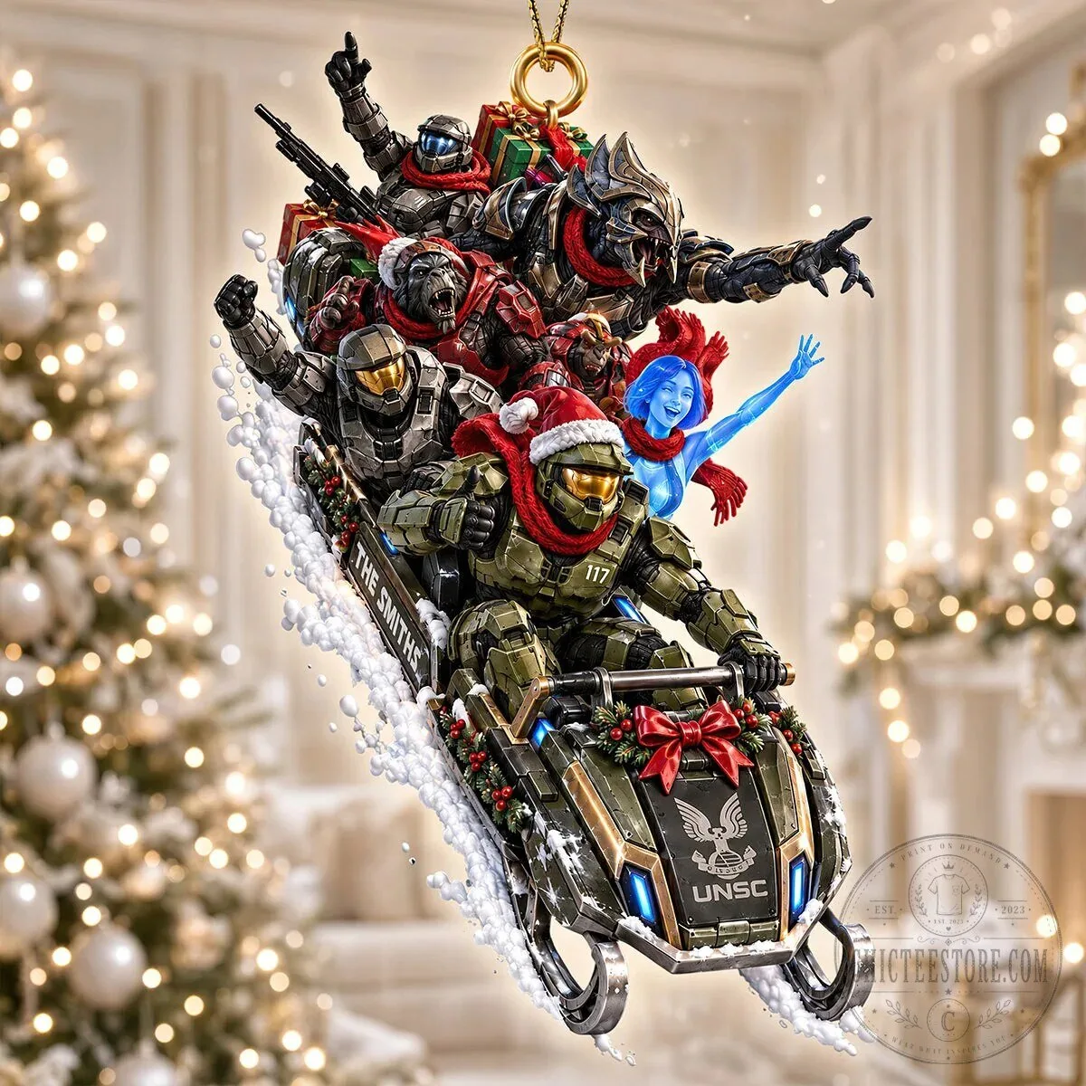 Halo Master Chief Sleigh Ride Christmas Tree Ornament