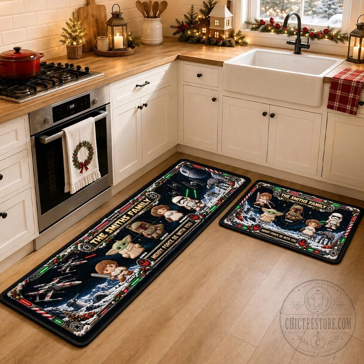 Star Wars Christmas Family Personalized Kitchen Runner Rug