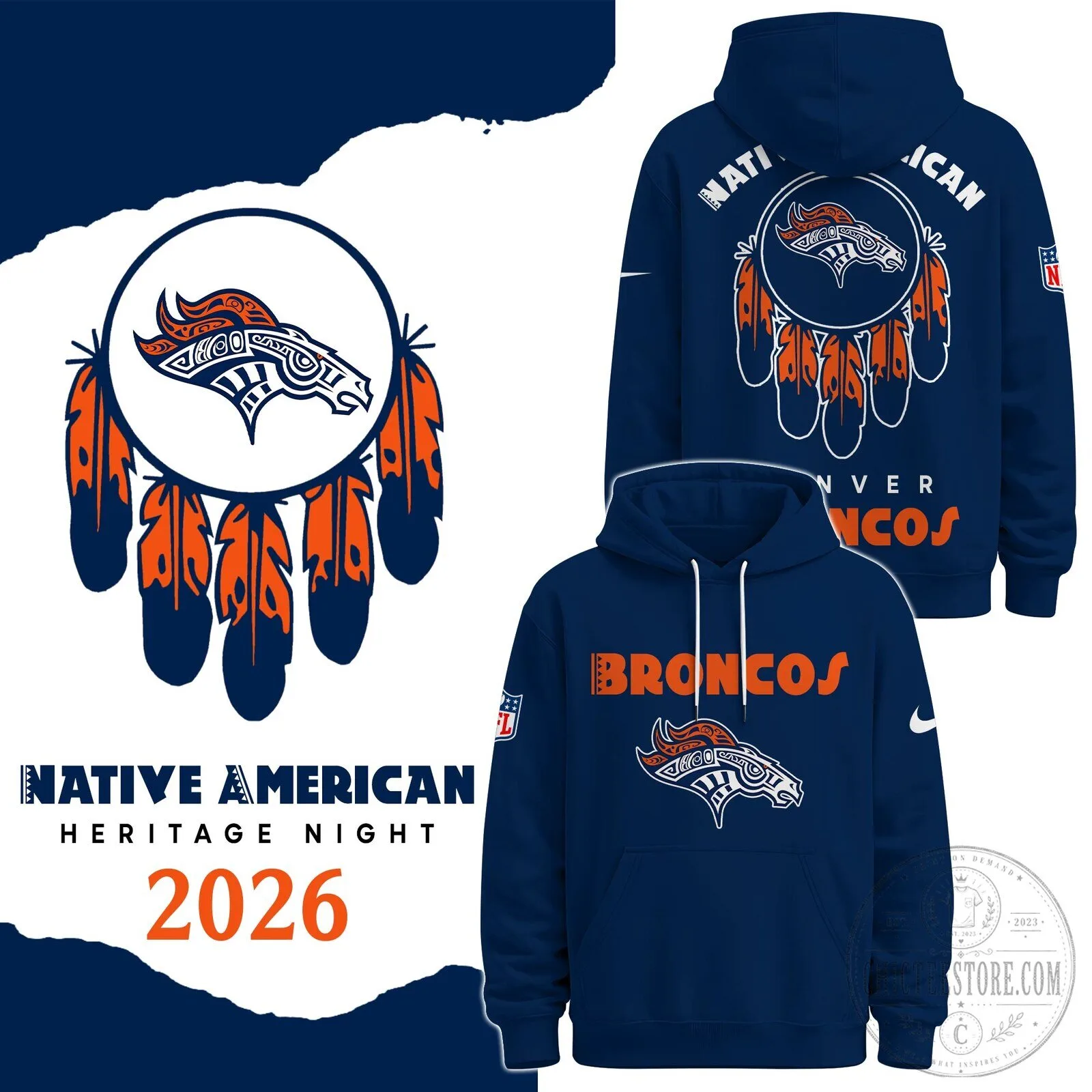 Denver Broncos Native American Heritage Night 2026 Pullover Hoodie