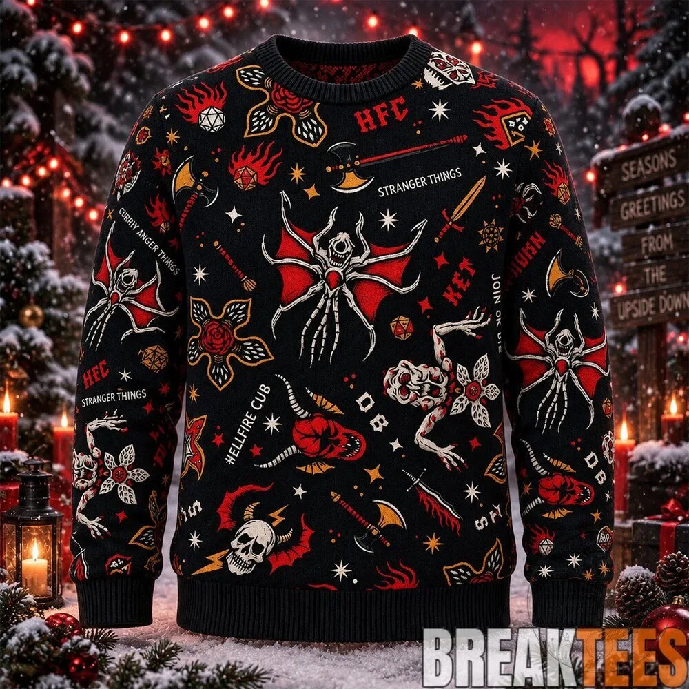 Stranger Things Hellfire Club Demogorgon Mind Flayer Ugly Christmas Sweater
