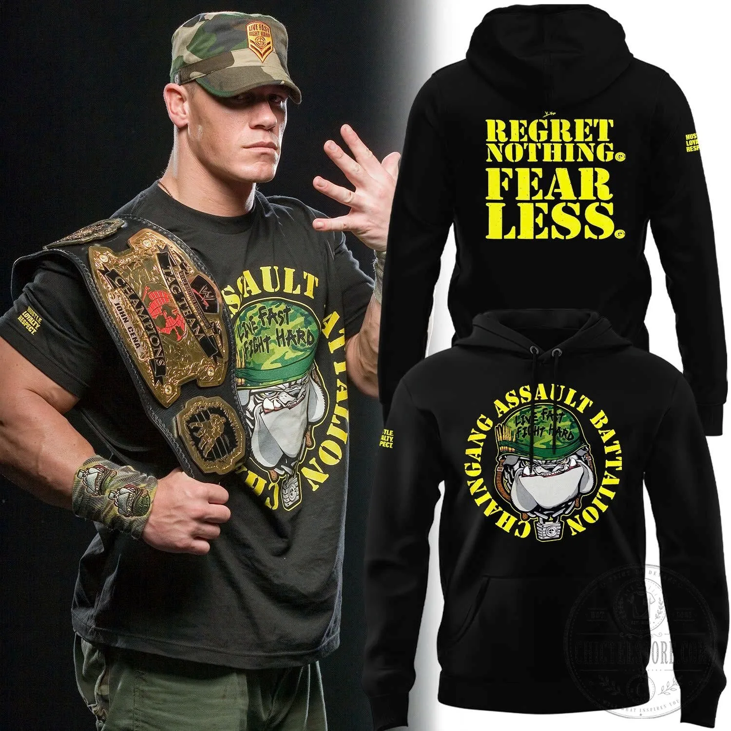 John Cena Regret Nothing Fear Less Black Hoodie
