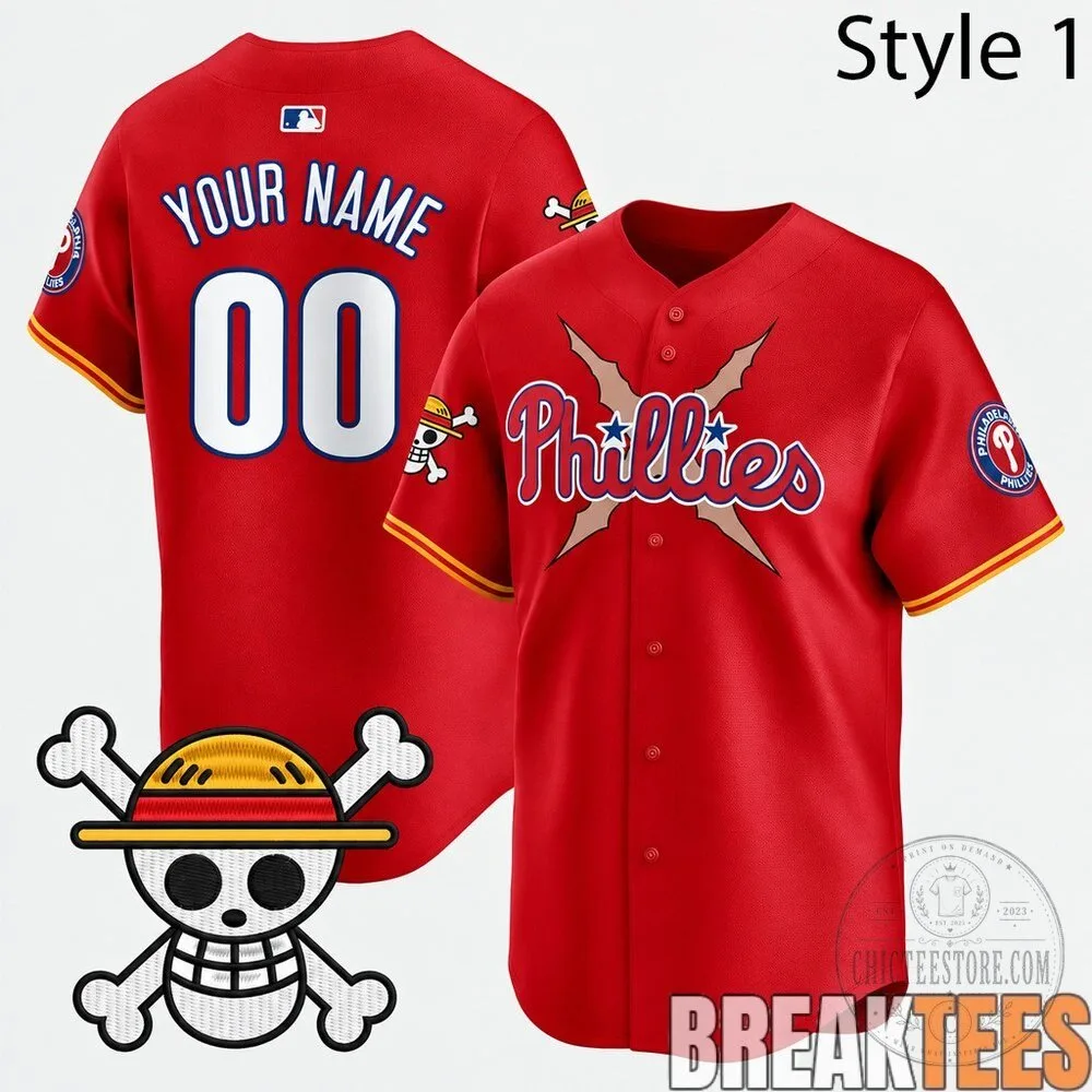 Philadelphia Phillies One Piece Skull Custom Baseball Jersey