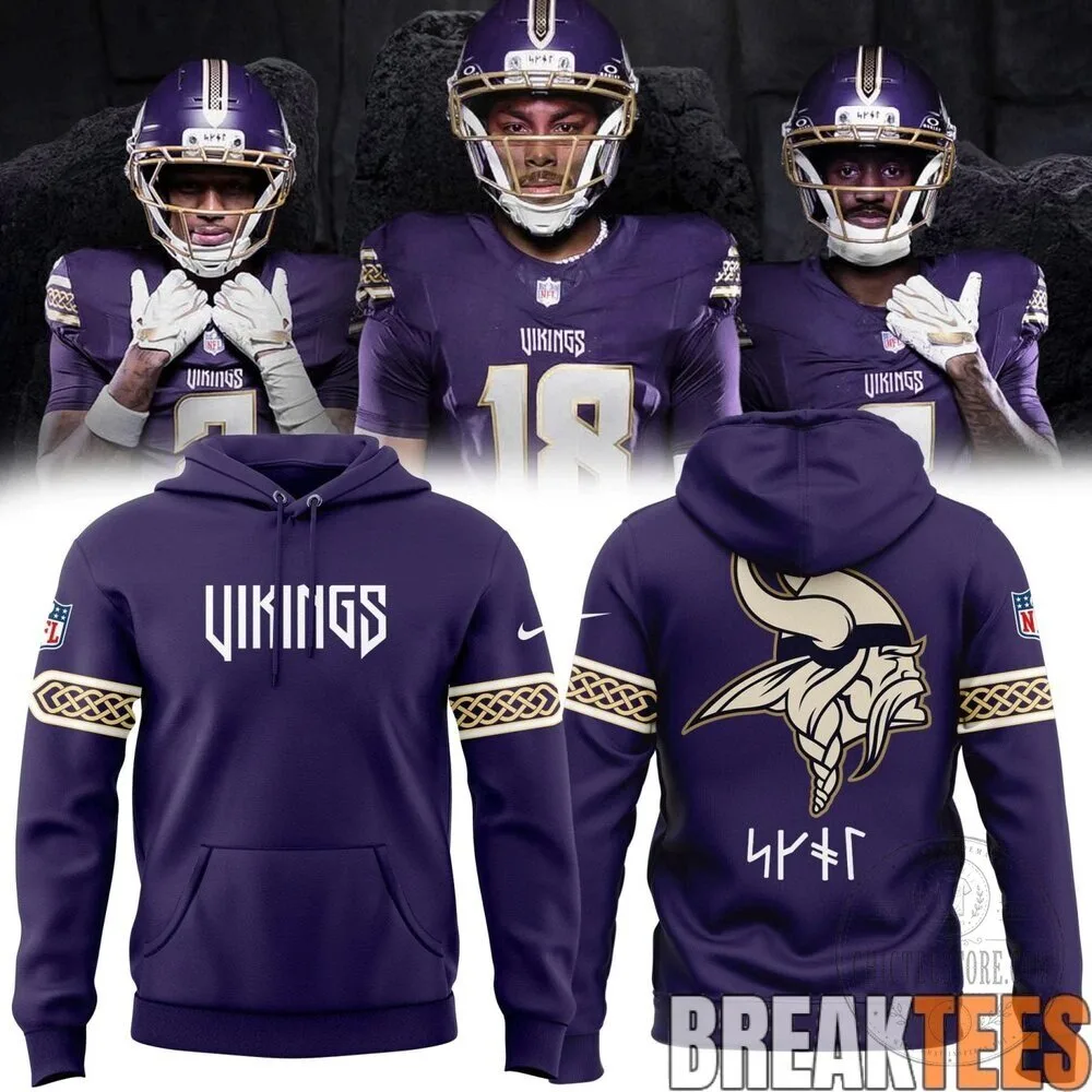 Minnesota Vikings Football Team Logo Purple Hoodie