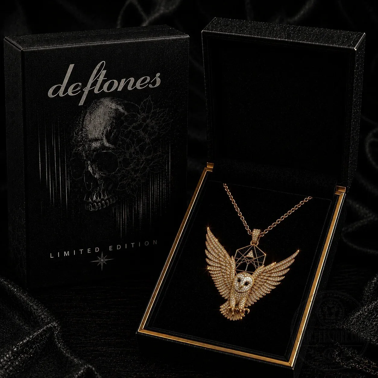 Limited Edition Gold Chain Necklace featuring Deftones Owl Pendant Jewelry