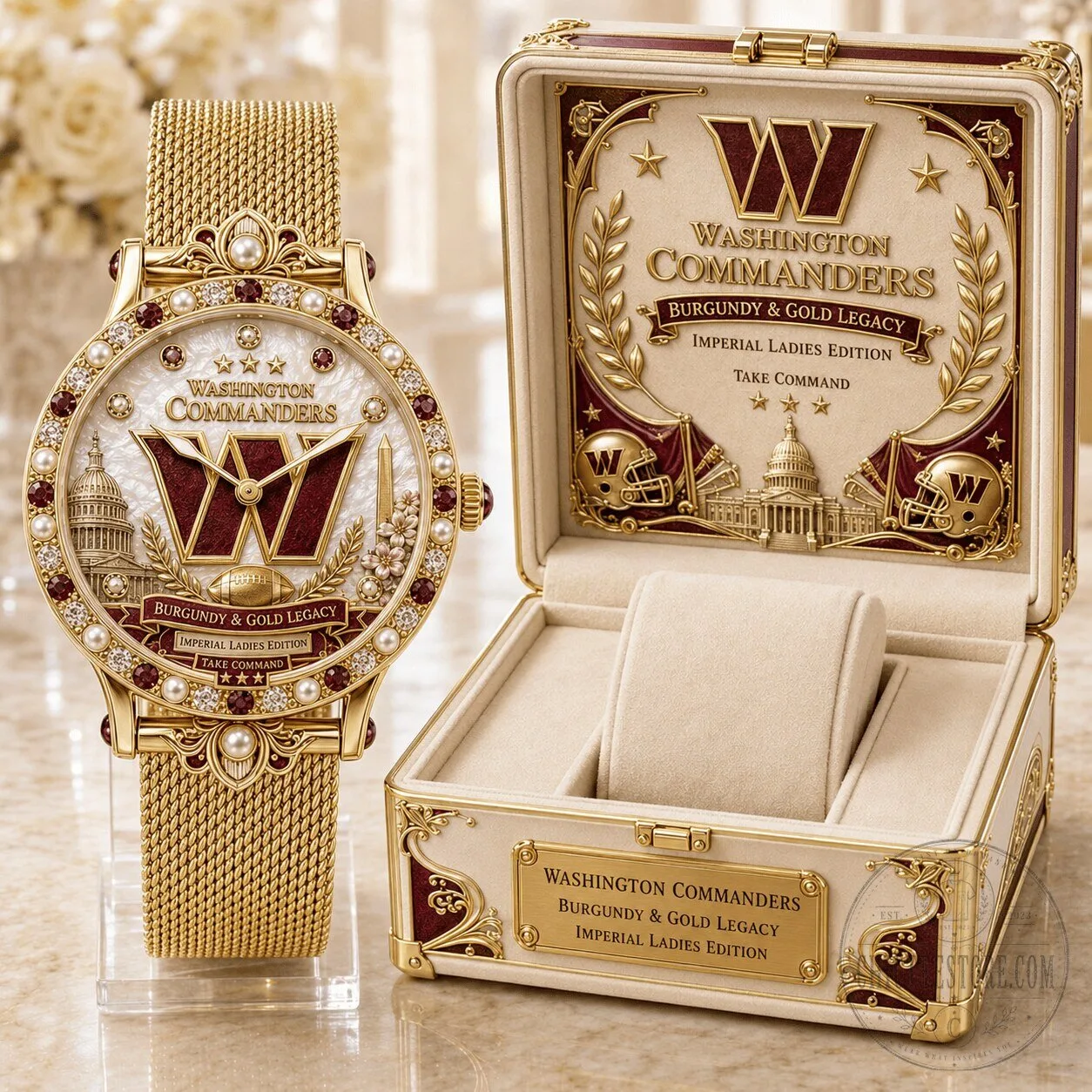 Washington Commanders Burgundy and Gold Legacy Imperial Ladies Edition Watch