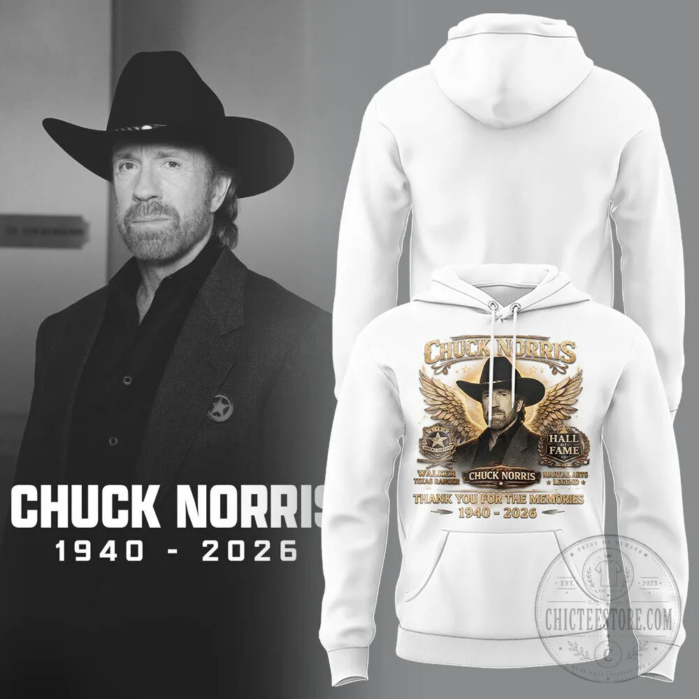 Chuck Norris Thank You For The Memories Hoodie Walker Texas Ranger Martial Arts Legend